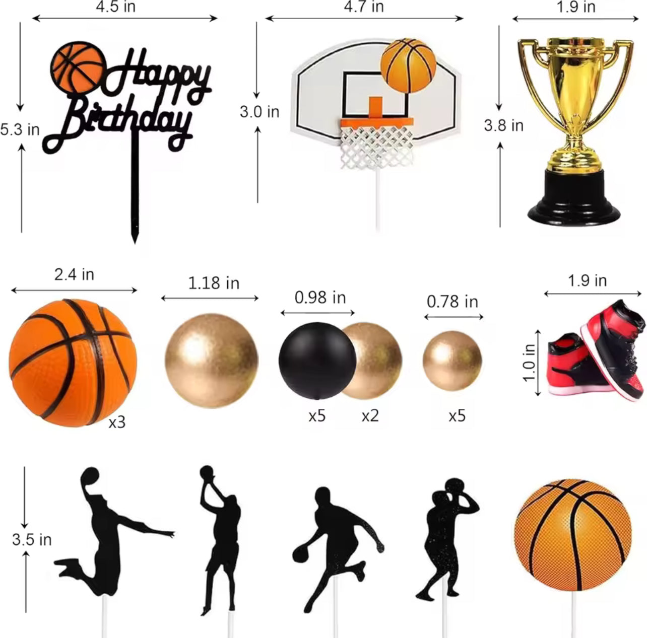 Construction, Basketball & Sport Cake Toppers