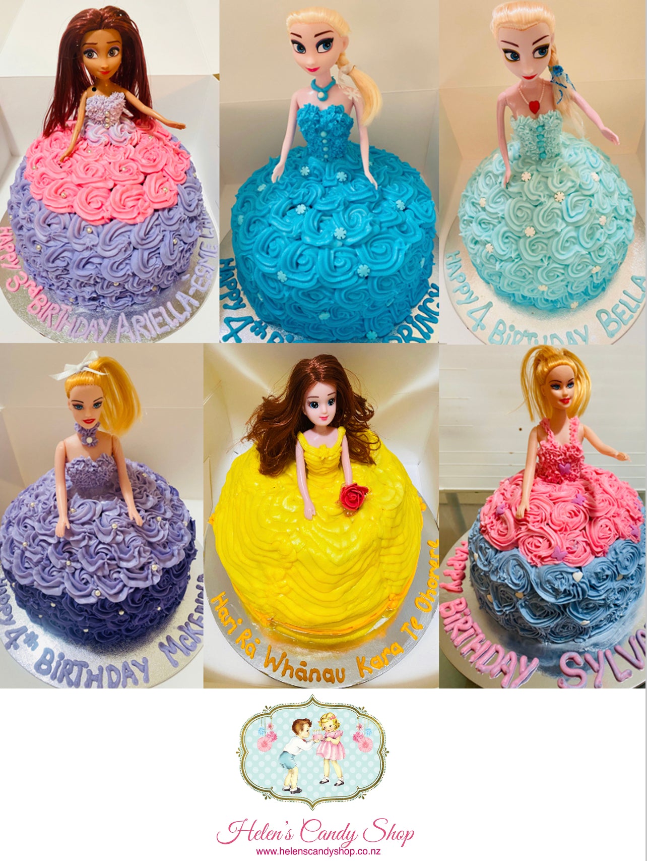 Princess, Barbie & Frozen Themed Celebration Cake