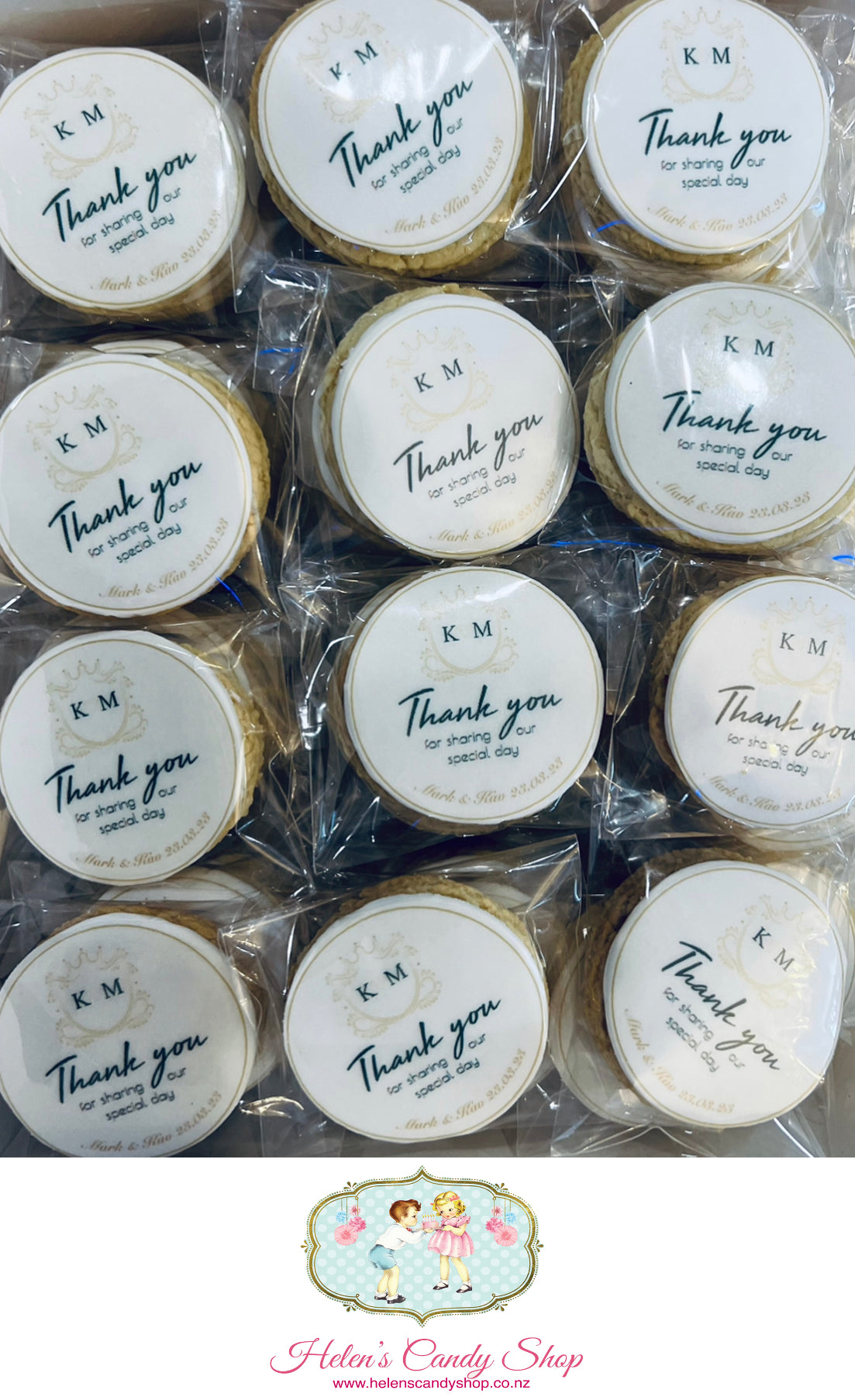 Customised Vanilla Sugar Cookies Individually Wrapped
